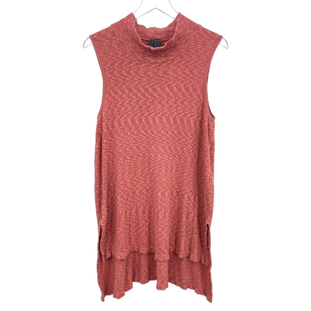 Left of Center Sleeveless Knit Hi Low Mock Neck Tunic Coral Pink Size Small USA